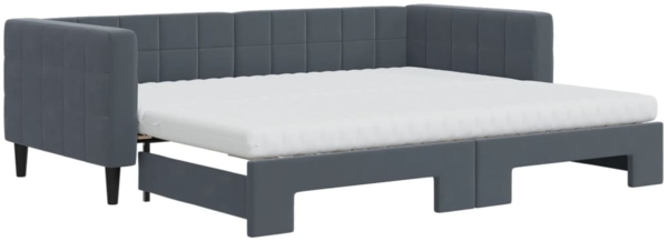 vidaXL Tagesbett Ausziehbar mit Matratzen Dunkelgrau 90x200 cm Samt 3196716