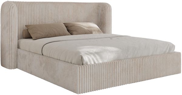 Polsterbett Bett mit Holzlattenrost Schlafzimmer Bett Doppelbett gepolstertes Kopfteil - EMORA CLASSIC - 200x200 cm - Beige Cord Bild 6