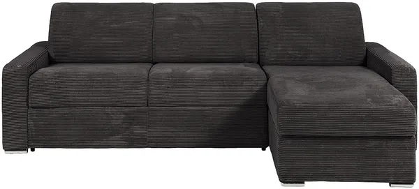 Vente-unique - CALITO Sofa SamtStoff Grau - B 223 cm152 cm x H 90 cm x L 298 cm