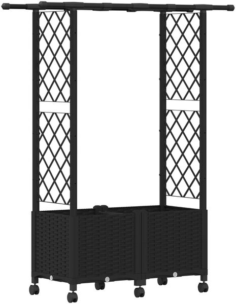 vidaXL Hochbeet mit Rankgitter und Dach Schwarz 124,5 x 40 x 142 cm PP 3423030 Bild 2