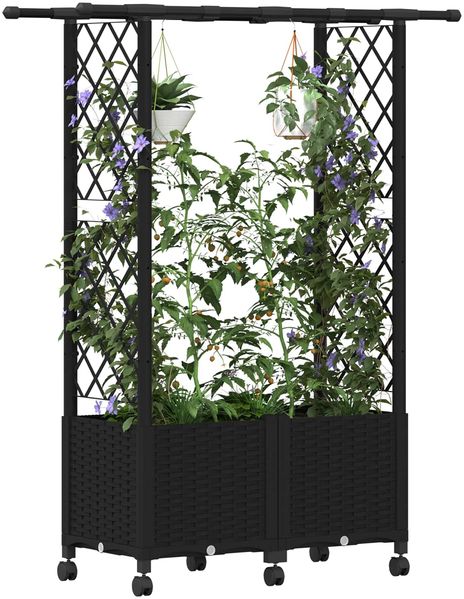 vidaXL Hochbeet mit Rankgitter und Dach Schwarz 124,5 x 40 x 142 cm PP 3423030 Bild 3