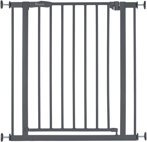Hauck Treppenschutzgitter Türschutzgitter Open N Stop 2, für Breiten 75-80 cm, ohne Bohren, Einhändiges Beidseitiges Öffnen, Manueller Schließmechanismus, Metall (Dark Grey)