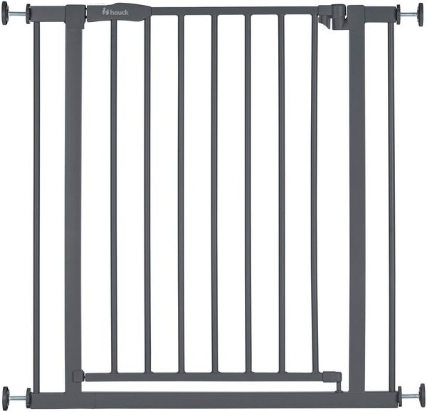 Hauck Treppenschutzgitter Türschutzgitter Open N Stop 2, für Breiten 75-80 cm, ohne Bohren, Einhändiges Beidseitiges Öffnen, Manueller Schließmechanismus, Metall (Dark Grey)