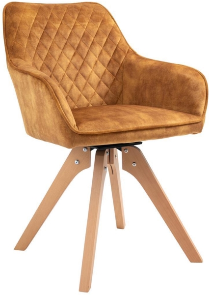 Stuhl Armlehnstuhl Gold Natur Drehbar