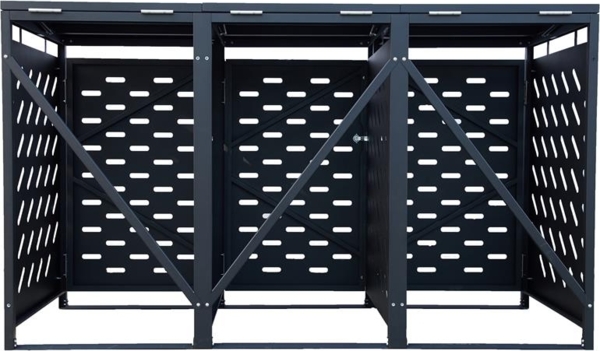 Mülltonnenbox Müllbox Mülltonnenverkleidung 3 Türen Box Anthrazit mit Deckel Bild 4