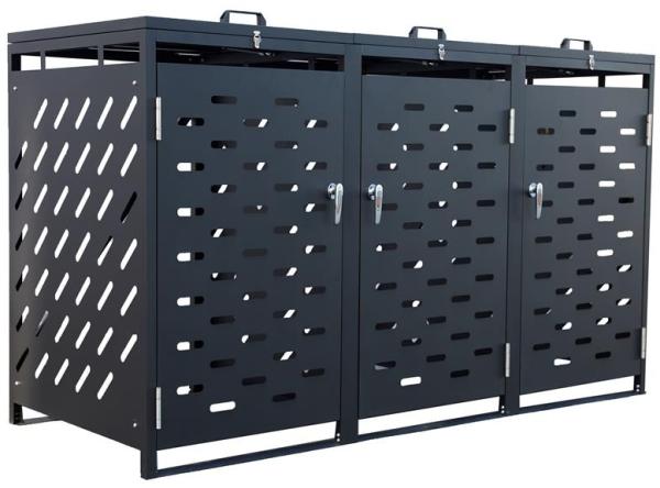 Mülltonnenbox Müllbox Mülltonnenverkleidung 3 Türen Box Anthrazit mit Deckel
