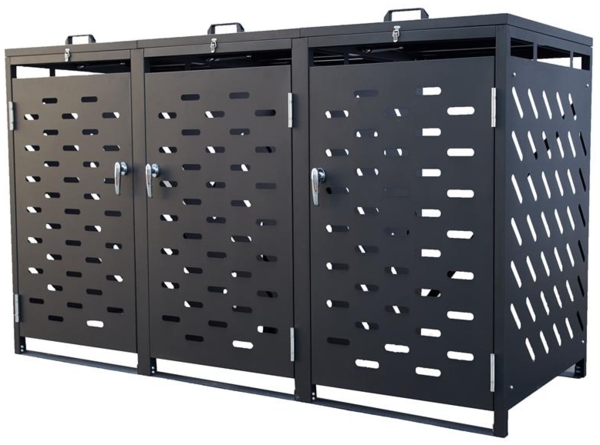 Mülltonnenbox Müllbox Mülltonnenverkleidung 3 Türen Box Anthrazit mit Deckel Bild 12