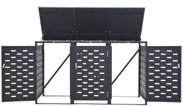 Mülltonnenbox Müllbox Mülltonnenverkleidung 3 Türen Box Anthrazit mit Deckel Bild 11