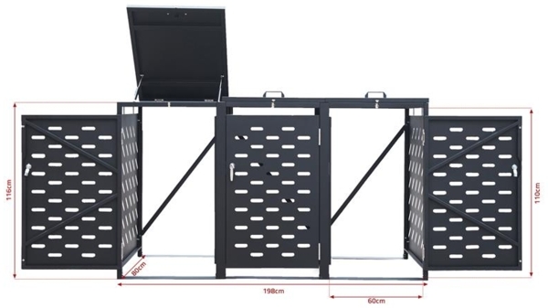 Mülltonnenbox Müllbox Mülltonnenverkleidung 3 Türen Box Anthrazit mit Deckel Bild 2