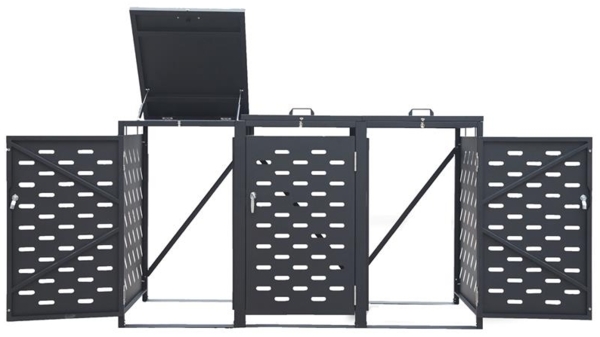 Mülltonnenbox Müllbox Mülltonnenverkleidung 3 Türen Box Anthrazit mit Deckel Bild 8