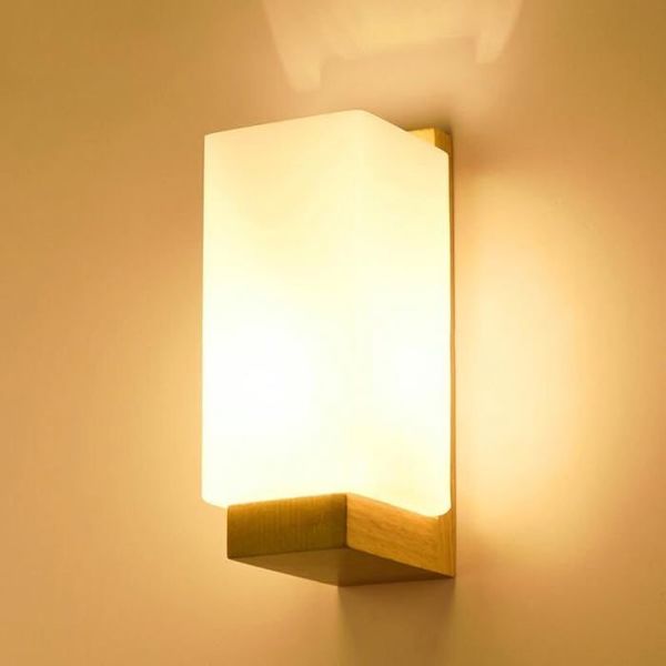 Vintage-Wandleuchte – Naturholz und Metall – E27-Fassung, max. 60 W – Ideal für Flur und Treppenhaus