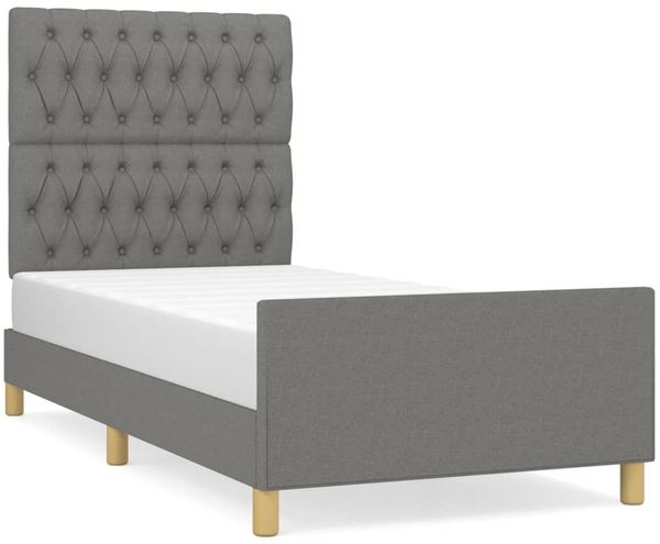 Einzelbettgestell Design für Erwachsene ohne Matratze Dunkelgrau 90x190 cm Stoff d4694e