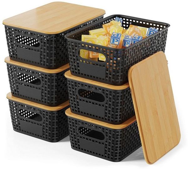 GLIESE Aufbewahrungsbox Kartoffel Aufbewahrungsbox mit Bambusdeckel Küche Aufbewahrung (6 St)