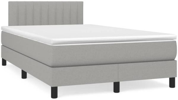 vidaXL Boxspringbett mit Matratze & LED Hellgrau 120x190 cm Stoff 3270053