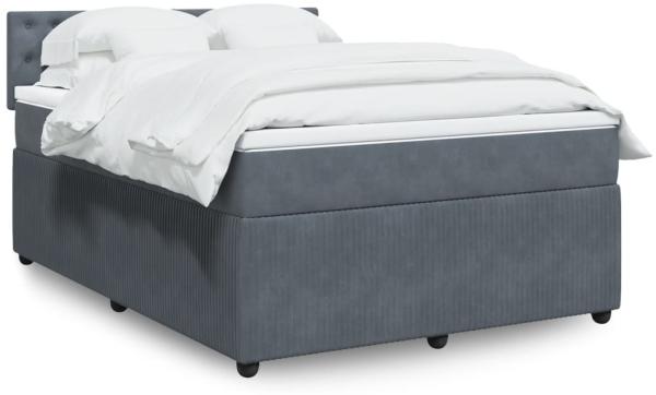 vidaXL Boxspringbett mit Matratze Dunkelgrau 140x190 cm Samt 3290047