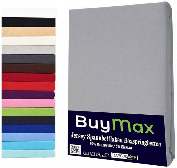 Buymax Spannbettlaken Wasserbett Spannbettlaken für Boxspringbetten Matratzen bis 35 cm Höhe, Jersey, Gummizug: Rundumgummi, (1 Stück), Spannbetttuch 97% Baumwolle, 3% Elasthan, atmungsaktiv, 40 cm Steghöhe