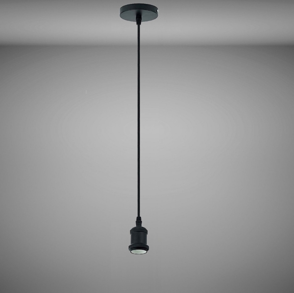 TRANGO Pendelleuchte, 9000B moderne E27 Lampenaufhängung *JACOB* Hängeleuchte I Hängelampe I Deckenbeleuchtung I Lampenfassung I Lampen-Aufhängung in schwarz, inkl. Schraubring & ca. 110cm Textilkabel, industriell Pendellampe Bild 5