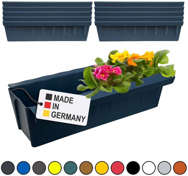 Hossi's Wholesale 10 Euro-Paletten Blumenkästen-Einsätze | mit Hängesystem zum Einhängen | 37,3cm Anthrazit | Pflanzkasten für Europalette Palette | Balkonkasten | Blumentopf | extrem stabil
