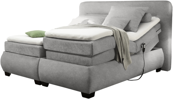 Boxspringbett >EVOLUTION< Liegefläche 160x200cm, Motorverstellung, schlamm - 190x122x220 (BxHxT)