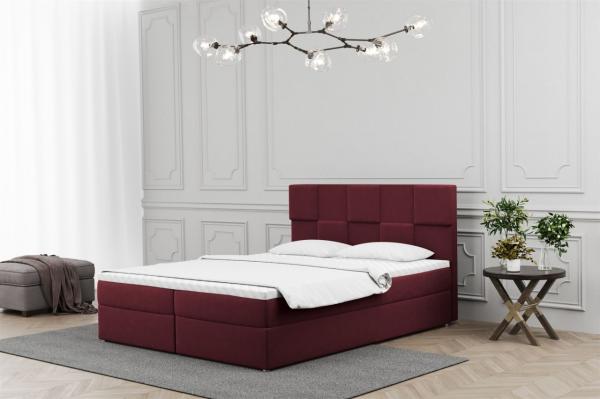 Boxspringbett Schlafzimmerbett JOLIE 160x220cm in Stoff Matt Velvet Weinrot