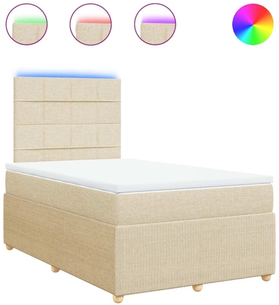 vidaXL Boxspringbett mit Matratze Creme 120x200 cm Stoff 3294328 Bild 1