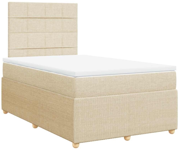 vidaXL Boxspringbett mit Matratze Creme 120x200 cm Stoff 3294328 Bild 2