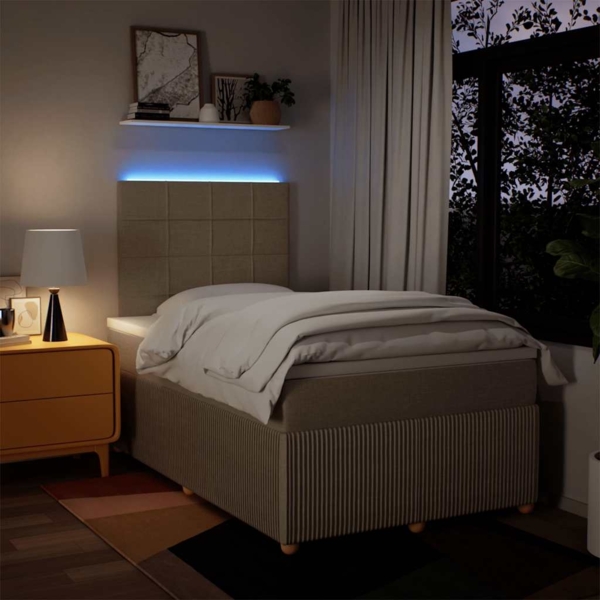 vidaXL Boxspringbett mit Matratze Creme 120x200 cm Stoff 3294328 Bild 3