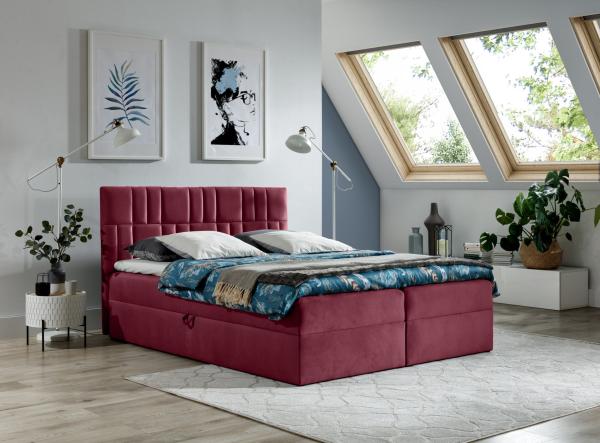 99rooms Forello Boxspringbett 120x200 cm Velours ROYAL VELVET Bordeaux