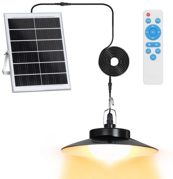 Rosnek LED Solarleuchte IP65 Wasserdichte Dimmbar Solarlampen für Außen mit Bewegungssensor, 5 Modi Solar Hängelampe mit 5m Kabel für Garten Balkon Pavillon