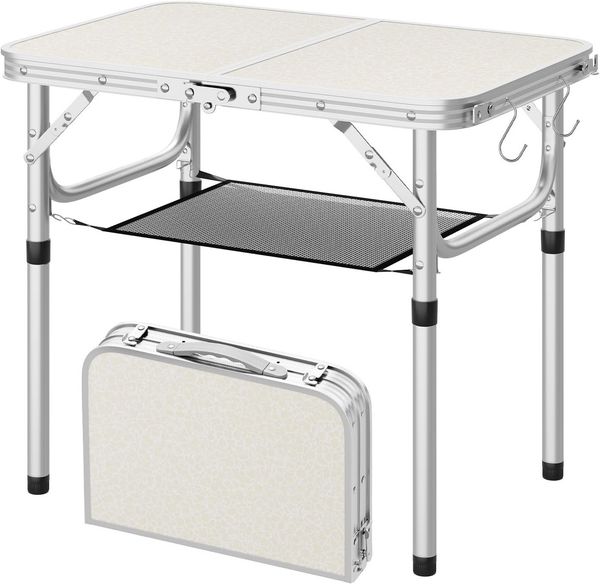 Woltu Klapptisch, höhenverstellbar 25/36/50/60 cm, Campingtisch 60x40 cm Tischplatte