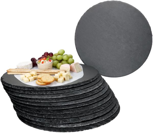 12x Schieferplatten rund Ø30cm Untersetzer Pizza-Teller Servier-Platte Naturschiefer