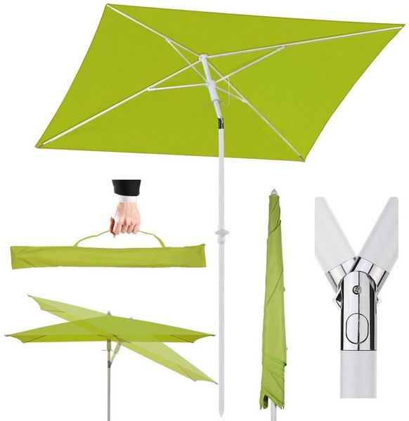 Sekey Sonnenschirm Rechteckig Höhenverstellbar Balkonschirm Knickbar, mit Schutzhülle, LxB: 180,00x125,00 cm, Sonnenschutz UPF50+, Kippbar, Höhenverstellbar Sonnenschirm Balkon