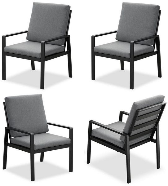 MeXo Gartenlounge-Set Alu Gartenmöbel-Sets Gartenstuhl, (4-tlg, 4 Esszimmerstühle, 60x 68x 85 cm, 8 Auflagen, bis zu 140 kg belastbar), wetterfest Gartengarnitur Set