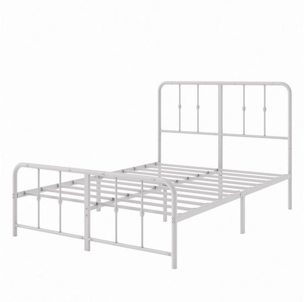 ZINUS Bettgestell Florence, Bett mit Kopf- und Fussteil, (90x200cm & 140x200cm) (Weiß, 140x200cm), Inklusive Lattenrost, Hohe Stabilität, Leichter Aufbau