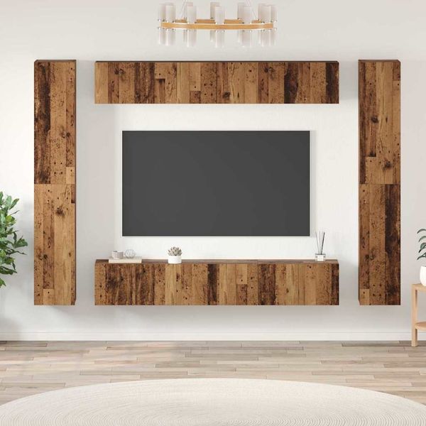 vidaXL TV-Schrankset Wandmontiert 10 pcs Altholz Holzwerkstoff 3393150