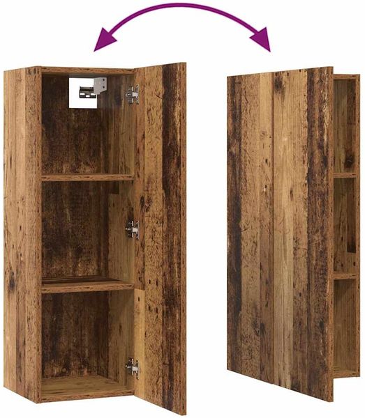 vidaXL TV-Schrankset Wandmontiert 10 pcs Altholz Holzwerkstoff 3393150 Bild 10