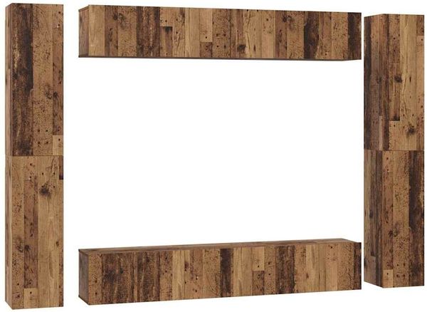 vidaXL TV-Schrankset Wandmontiert 10 pcs Altholz Holzwerkstoff 3393150 Bild 2