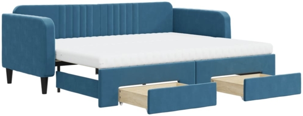 vidaXL Tagesbett Ausziehbar mit Schubladen Blau 90x200 cm Samt 3197134