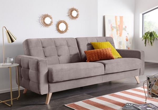 exxpo - sofa fashion 3-Sitzer Nappa, kompakt, bequem, zeitloses Design, Breite 222cm, L-Form, tolle Detailverarbeitung