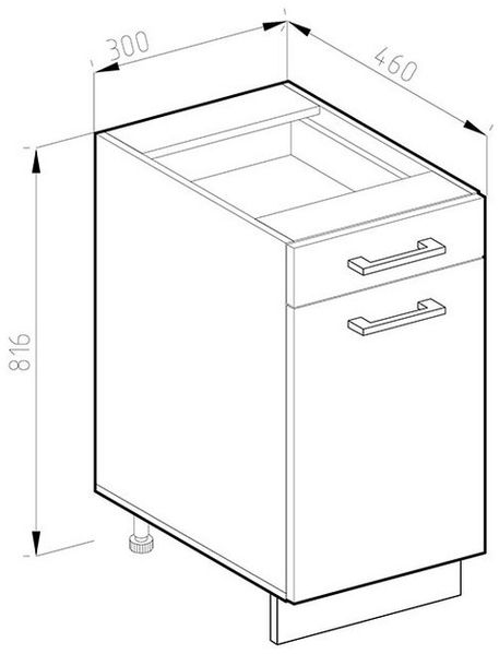 Küchenunterschrank R-Line Weiß Hochglanz 30 cm , AP Anthrazit Vicco Bild 2