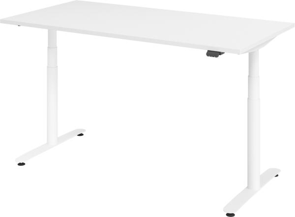 bümö elektrisch höhenverstellbarer Schreibtisch 160x80 cm mit Memory, Bluetooth & App-Steuerung - Schreibtisch höhenverstellbar elektrisch , elektrischer Schreibtisch weiß, Gestell weiß, XDLR-16-W-W