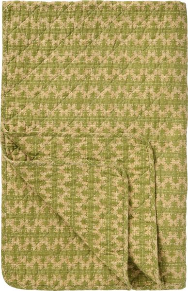 Ib Laursen - Decke Quilt Tagesdecke Überwurf 180x130cm Grün mit Muster 07902-22