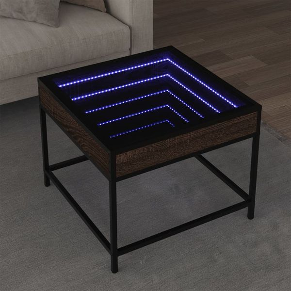 vidaXL Couchtisch mit Infinity-LED Braun Eichen-Optik 50x50x41 cm 847681