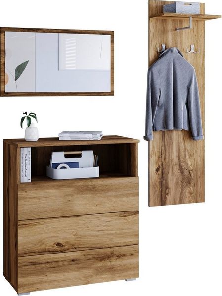 OTTO home Garderoben-Set PARIS/ TOKYO, (Komplett-Set, 3-St), Garderoben- Set Breite 140cm, hochkant oder quer montierbar Spiegel