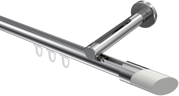 Innenlauf-Gardinenstangen-Set Siteno Verano 100 cm, 1-läufig, 20 mm Ø Chrom