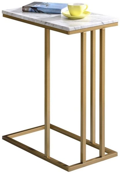 IDIMEX Beistelltisch CARLOTA, Beistelltisch Wohnzimmertisch Sofatisch Couchtisch Marmor weiß Metall