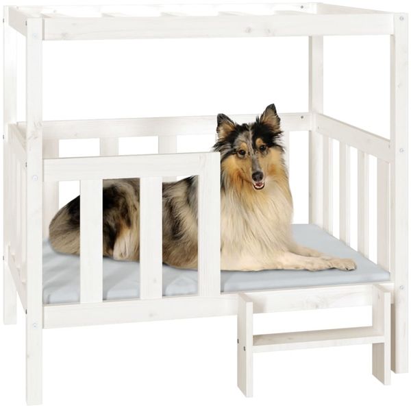 vidaXL Hundebett Weiß 105,5x83,5x100 cm Massivholz Kiefer 822388 Bild 4