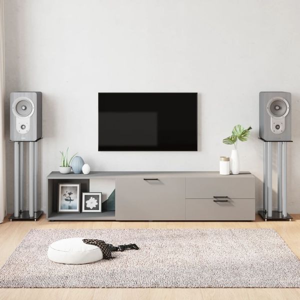 vidaXL Lautsprecher-Ständer 2 Stk. Schwarz & Silbern Hartglas 4 Säulen 51818