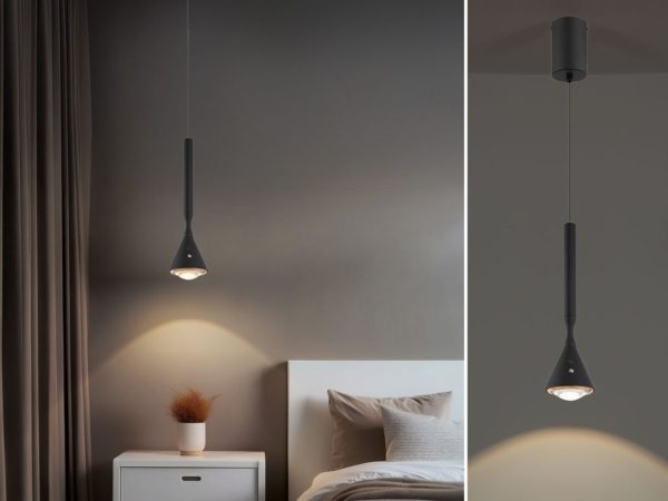 Akku Hängelampe Schwarz dimmbar & Tageslicht, höhenverstellbar, Ø 10cm