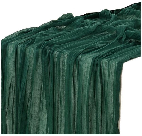 Minicloss Tischläufer Bali-Gaze mit Falten Tischdecke Bohemian Tabelle Flagge (1-tlg), 90x300 cm Romantische Tischdecke Dekoration